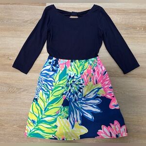 Lilly Pulitzer Girls Mochi Navy Floral Dress